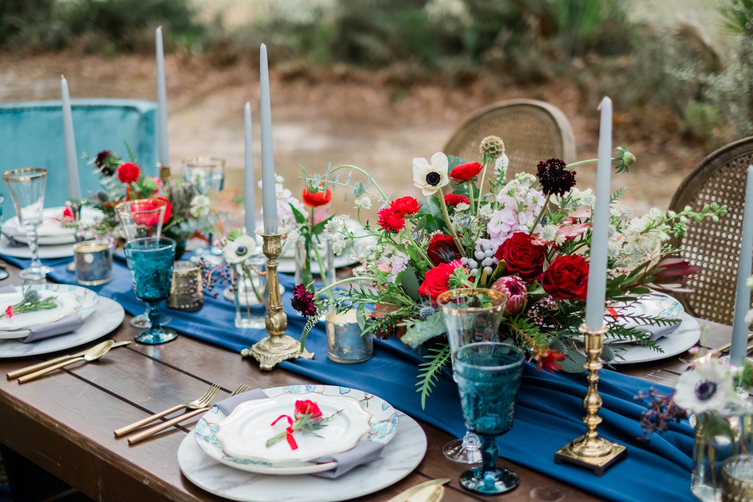 Trish Beck Events | Lowcountry Wedding Blue & Red Shoot | IVS Photography